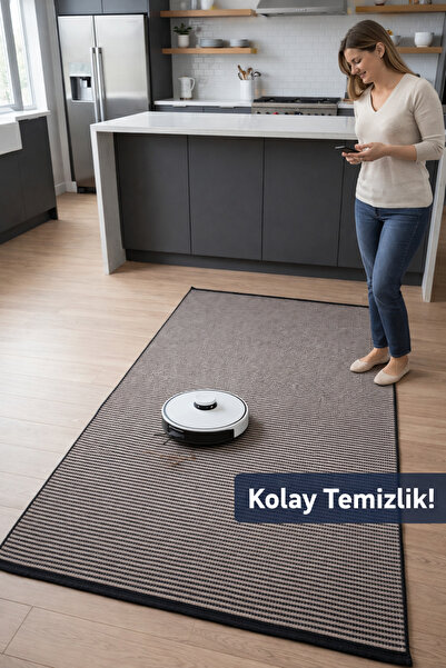Serenest Home Bej Şönil Kilim Mutfak Hasır Sisal Yolluk Salon Oturma Çocuk Od...