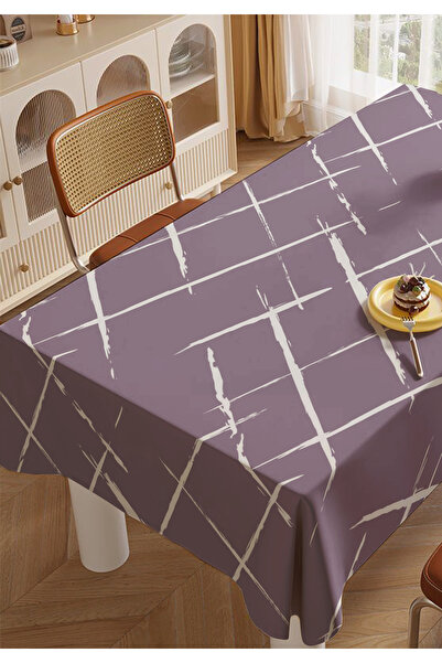 ALAMODECOR غطاء طاولة طعام مخطط بألوان زيتية أرجوانية للمطبخ وغرفة الطعام