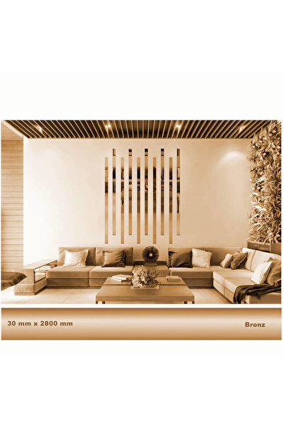 EYM 30 mm x 2800 mm Bronz Sibu Aynalı Pleksi Şerit Mobilya Süsü