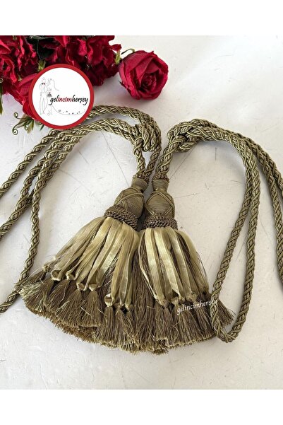 Gelincimherşey Yeşil Fon Perde Için Çift Kol Bağı Püsküllü 2 li Braçol