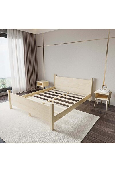 RENAZZO Melodi Model Vernikli Çam Ahşap Karyola