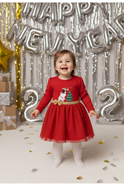 Genel Markalar Kız Bebek Beli Fiyonk Detaylı Anvelop Yılbaşı Elbisesi NBK-24923