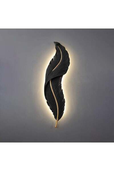 homelight ابليك مودرن ليد شكل ريشة - اسود 63 سم