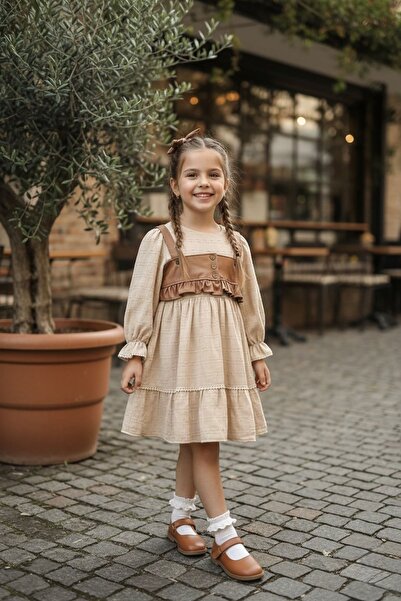 Minigimin Cicileri Miniğimin Cicileri (6-12 Yaş) Deri Yelekli Müslin Pamuk El...