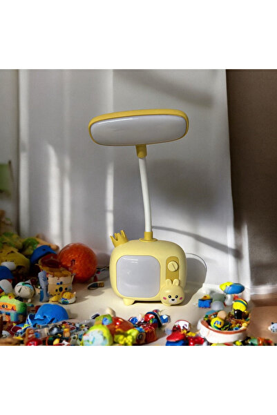 Zeynes Home Tv Tavşan Detaylı Çocuk Masa Lambası Renkli Led’li Ekran Masa Lam...