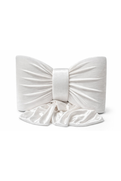 Insolito Custom Fundă Brad decorativa din catifea alba 40x20 cm cu panglici 1.7m potrivita pentru brad 2m