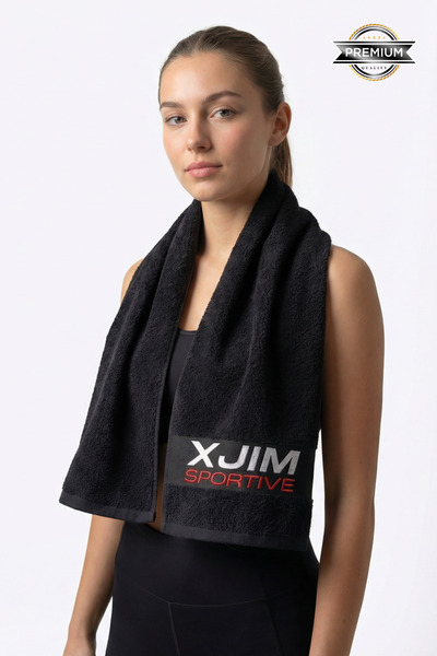XJIM bumbac 100% 50x100 Prosop sport negru pentru sportiv, prosop absorbant transpirația, moale, pentru antrenament fitness, sală de gimnastică, box