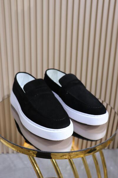 DERİ KABUSU حذاء رجالي من الجلد الأصلي بحزام من نوع ماكوسين M-001