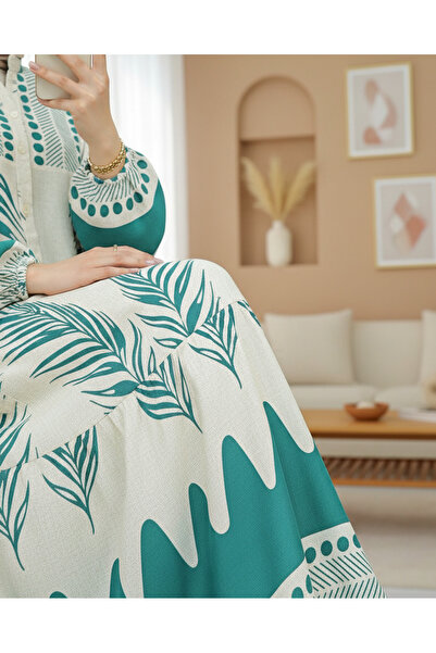 Modamorfo Φόρεμα με μοτίβο με μισό κουμπί με γιακά -Orman Yş.