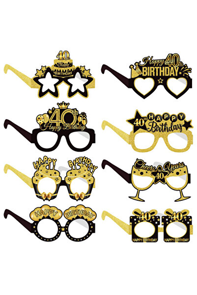 Choice مجموعة من 8 قطع من النظارات الورقية لحفلات أعياد الميلاد الأربعين والأ...