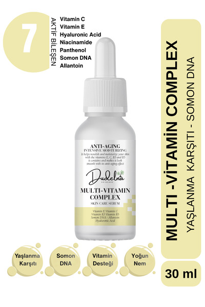 DUDELNA Anti-Aging Multi-Vitamin Yüz & Cilt Serumu – Vitamin C, E, B3, B5 | Y...
