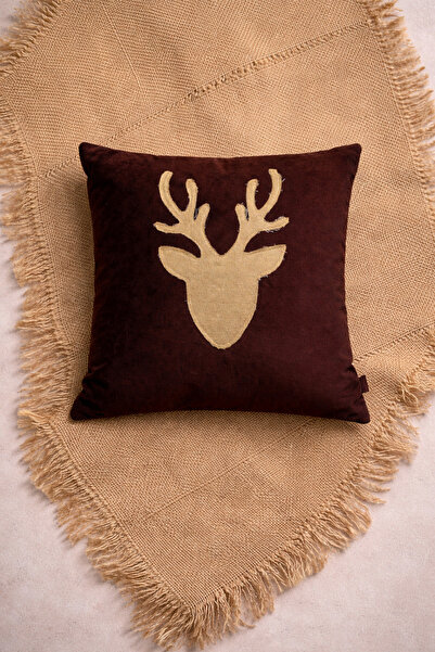 Alacastore غطاء وسادة على شكل غزال لرأس السنة الجديدة، ذهبي وبني، ديكور منزلي