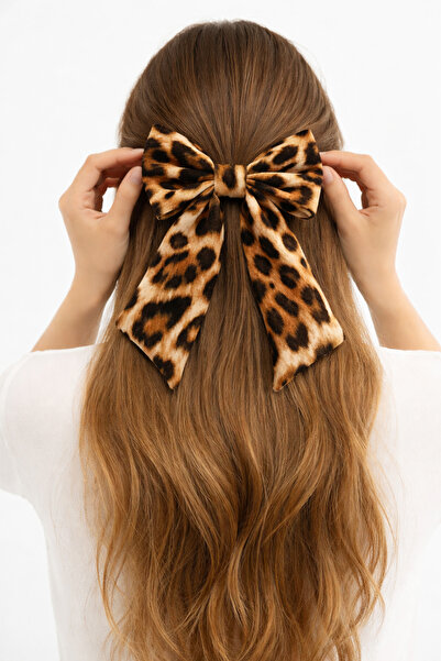 MİNİKLER SHOPPING Açık Leopar Kadın Fiyonk Toka