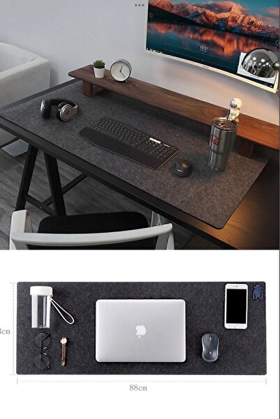 Genel Markalar Keçe Çalışma Masası Düzenleme Ve Oyuncu Mouse Pedi Masa Üstü Düzenleyici Mat 40x90 Cm