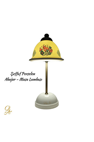 Qtahya Art Abajur-Masa ve Gece Lambası-Dekoratif-Şeffaf Porselen-El yapımı-Po...