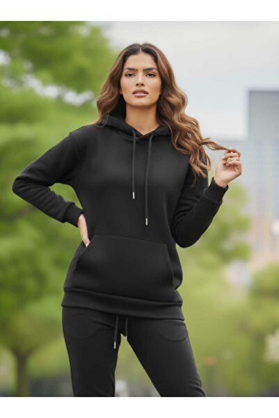 QAST GİYİM SANATI Oversize Kapşonlu Sweatshirt Kalın Rahat Giyim