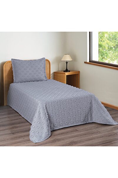 Tly Home Textiles HUSĂ DE PAT TLY POMPONULUI O singură persoană (GRI)