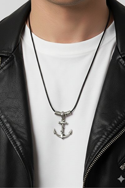 Outlet Çarşım Erkek Çapa Uçlu Kolye Denizci Takı Aksesuar