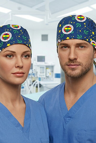 Lion Üniforma Fenerbahçe Desenli Unisex Cerrahi Bone Hemşire ve Doktor Bone Ö...