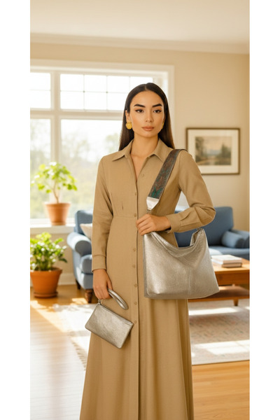 MY VİNTAGE Geantă de umăr casual de lux și portofel cadou – cu curea de coloană