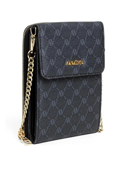 Armine Women's Black Dotted Evening Bag with Chain Strap - 266