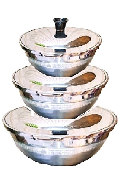 ELEGANT HOME طقم أواني 3 قدور طهي ألرز البخاري لماع مقاس 5-8-12لتر