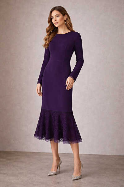 Kayra Rochie creion cu dantelă