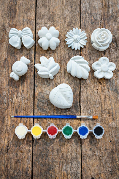 Misse 9 Adet (3D) Çiçek Yaprak Motifli Taş Boyama Seti Çocuk Gelişimi Etkinli...