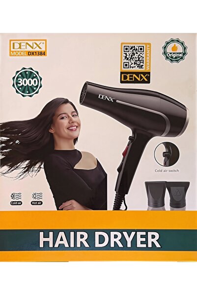 Generic مجفف شعر احترافي من دينكس بقوة 3000 واط، سريع الجفاف، مزود بإعدادات للحرارة والبرودة، موديل DX1384