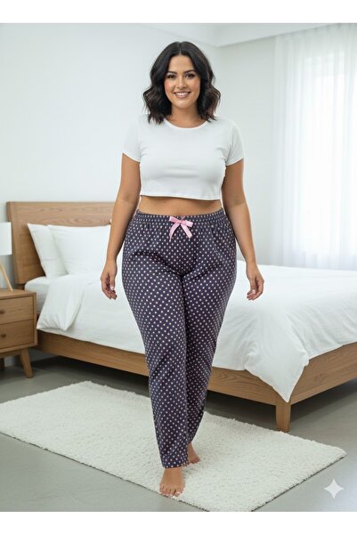 Lady Queen بيجامة سفلية من الفيسكوز بخصر مطاطي مقاس كبير من بامبو قماش قابل ل...