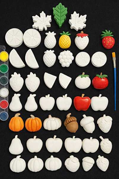 Misse 37 Adet (3D) Meyveleri Öğreniyorum Taş Boyama Çocuk Gelişimi Boyama Etk...