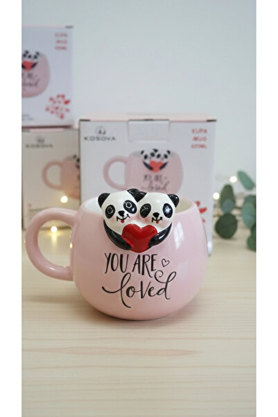 Kosova Panda Figürlü Kupa Bardak – Sevimli Tasarım Seramik Mug – Hediye Kupa