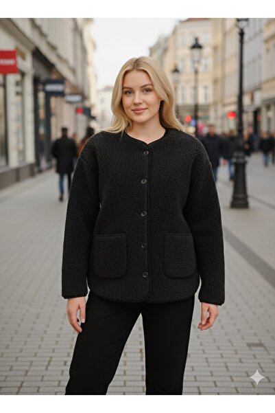 trendbysena Jachetă scurtă de pluș pentru femei