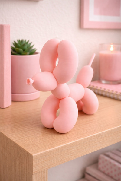 3BStudio Dekoratif minyatur sevimli pembe balon kopek biblo modern dekor