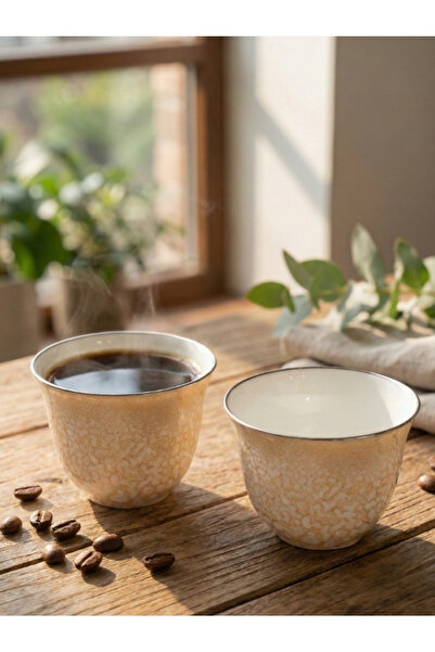 SQUALO طقم فناجين قهوة سعودية بورسلان – 12 قطعة – لون سكري