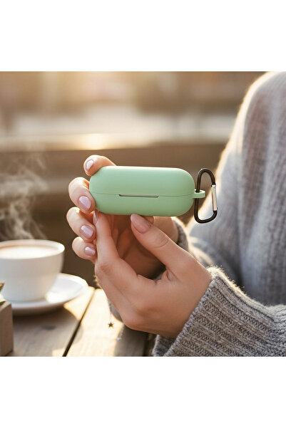 CaseOnn Huawei FreeBuds SE Kılıf Askı Aparatlı Mat Silikon Açık Yeşil
