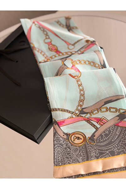 AKSESUARIM وشاح ساتان ملون، أنيق، بتصميم مستطيل (الحجم 15 سم × 150 سم)