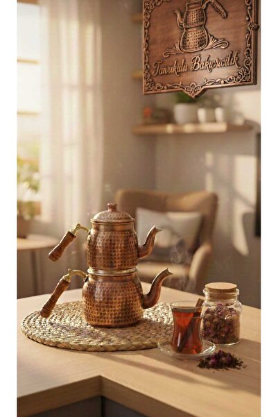 Tanrıkulu Bakırcılık بادية موديل رقم 2 ابريق شاي مؤكسد