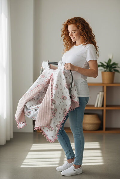 FG Store %100 Pamuk Çift Katlı Örgü Pike/Müslin Puset örtüsü, minderi ve kılıfı