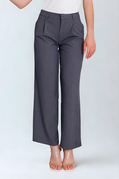 LA PANTE Women's Trousers Pleated Women's Trousers Striped Trousers Straight ...