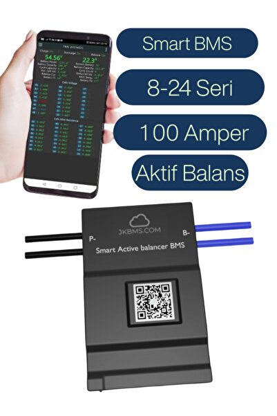 BMS JK Smart Bluetooth - 8s-24s 100a - 0.6a - JK-BD6A24S10P LifeP04 LTO li-ion hücre