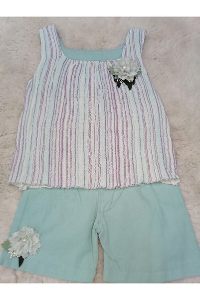 Hippıl Baby GREEN GIRL'S STRAP SLEEVE + SHORTS DOUBLE SET
