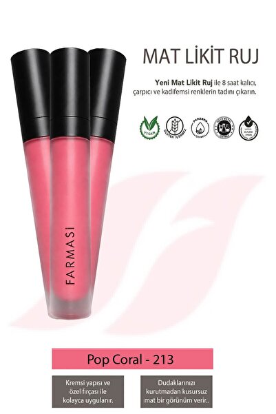 Farmasi Mat Likit Ruj 213 Pop Coral - 3 Adet