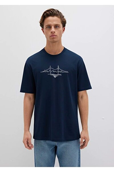 Mavi M0611881 Istanbul Embroidered T-Shirt Men's T-Shirt Dark Blue