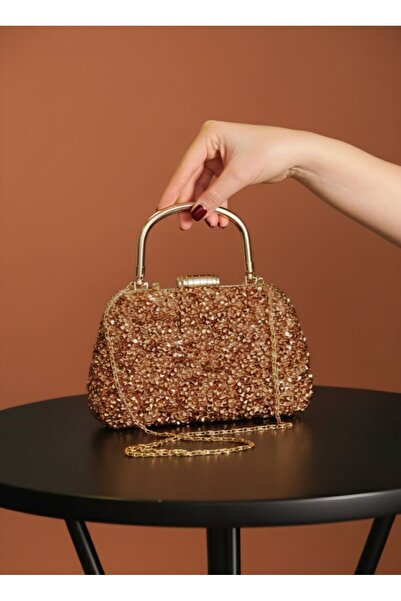 ÇANTAM GELSİN Women's Crystal Large Stone Evening Dress Bag Special Occasion Bag