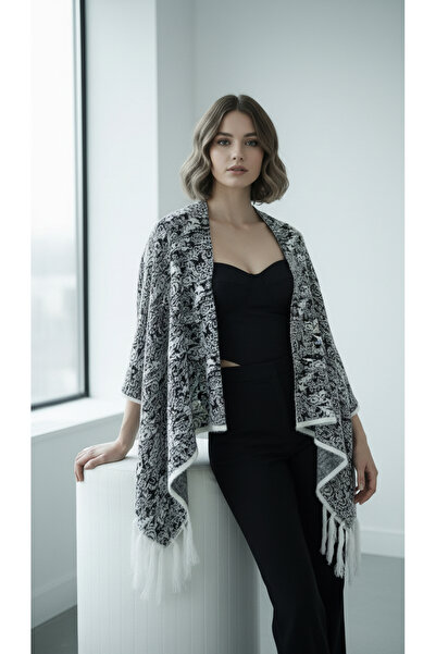 Uludağ Triko Women's Woven Tassel Shoulder Shawl