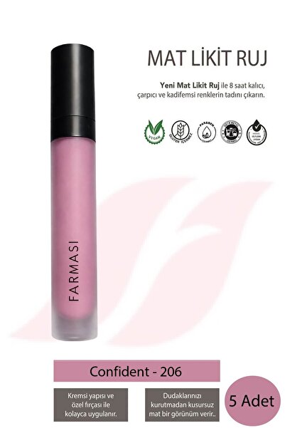 Farmasi Mat Likit Ruj 206 Confident 4 ml - 5 Adet