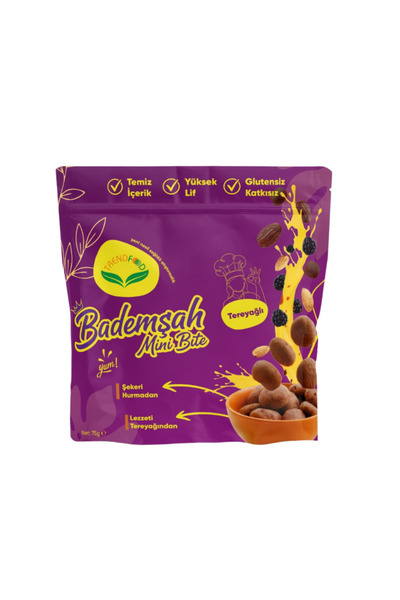 TREND FOOD Glutensiz, Şekersiz (Hurma suyu) Bademli tereyağlı doğal kurabiye | 75 g | Sağlıklı Atıştırmalık |