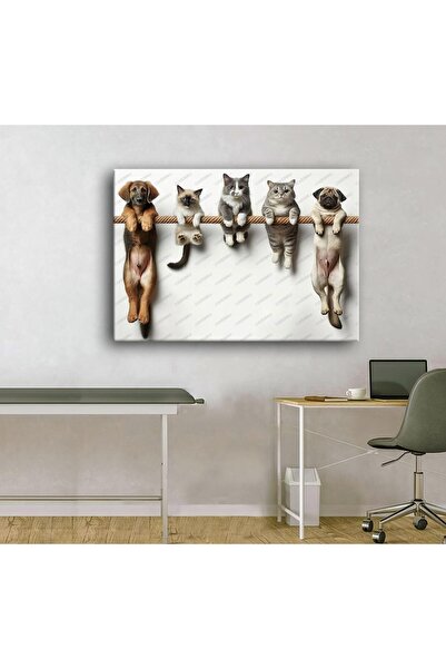 caddeko Pet Center Veteriner Kliniği Dekorasyonu Kanvas Tablo Modern Hayvanlı...
