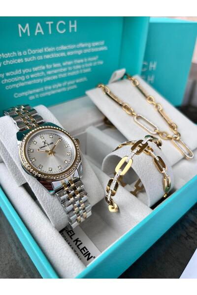 Daniel Klein Orjinal Garantili Özel Seri Çelik Gold Renk Kadın Kol Saati+Koly...